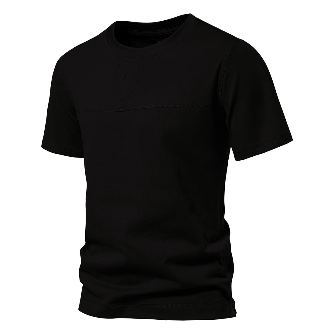Men's Cotton Solid Color Patchwork Short Sleeve T-Shirt
