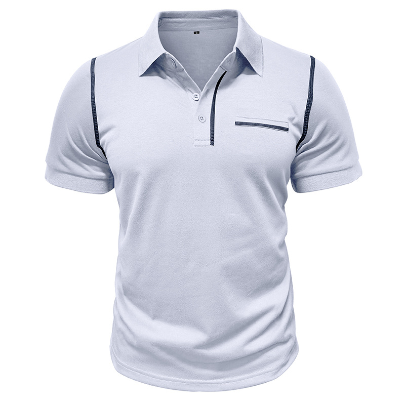 Men's Casual Color Block Short Sleeve Polo Shirt