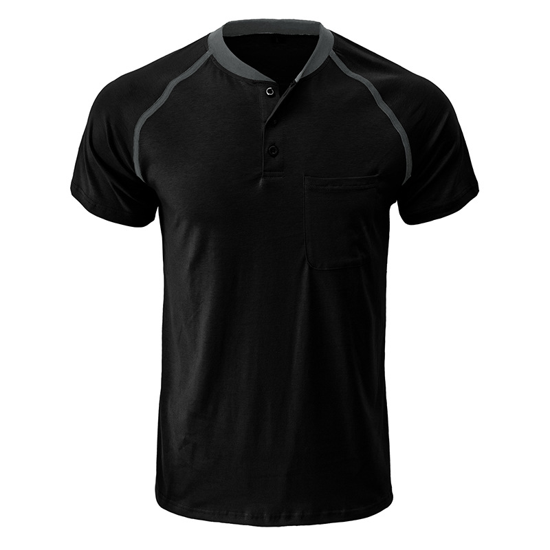 Men's Color Block Short Sleeve Henley T-Shirt