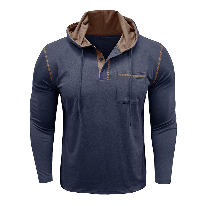 Men’s Hooded Henley Long Sleeve Shirt