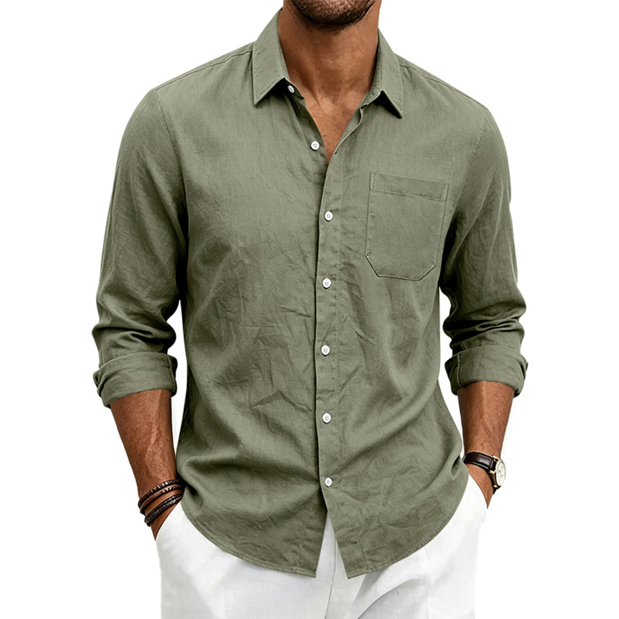 Men's Linen Long Sleeve Shirt