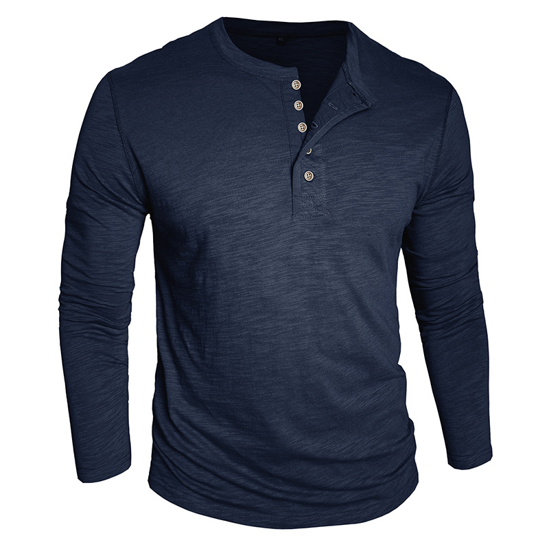 Men’s Slub Cotton Henley Long Sleeve Shirt