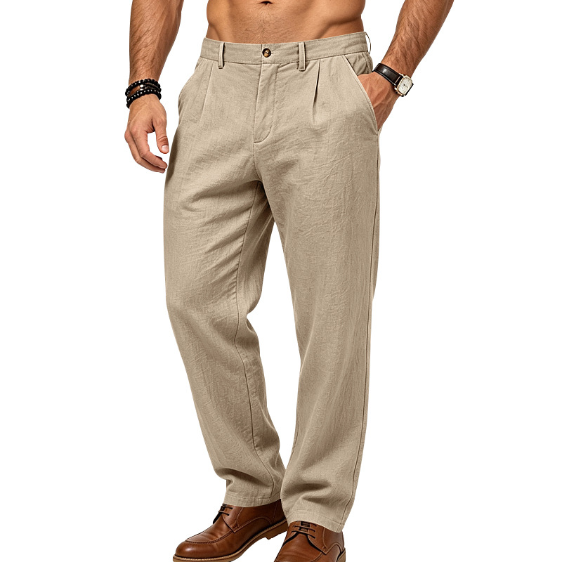 Men's Pleated Linen Trousers