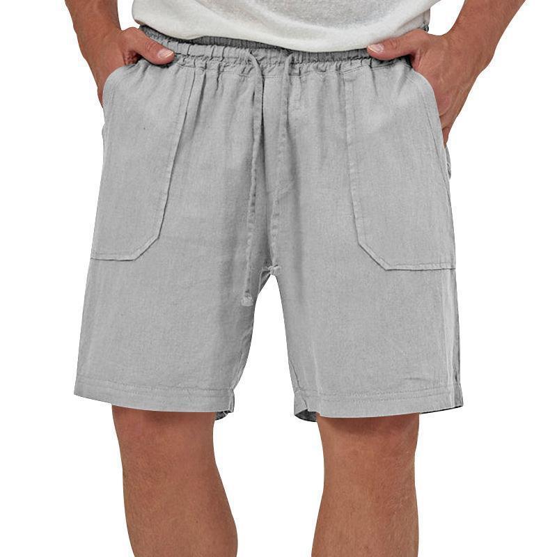 Men's Solid Color Linen Casual Loose Fit Sports Shorts