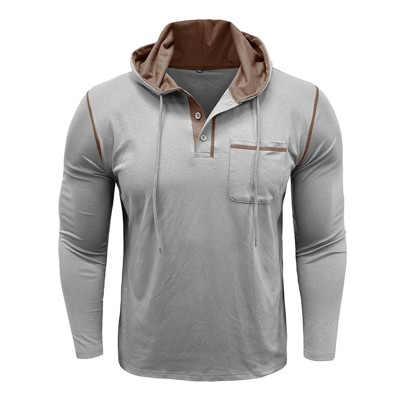 Men’s Hooded Henley Long Sleeve Shirt