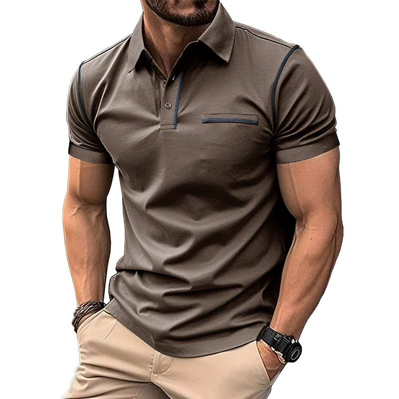 Men's Casual Color Block Short Sleeve Polo Shirt