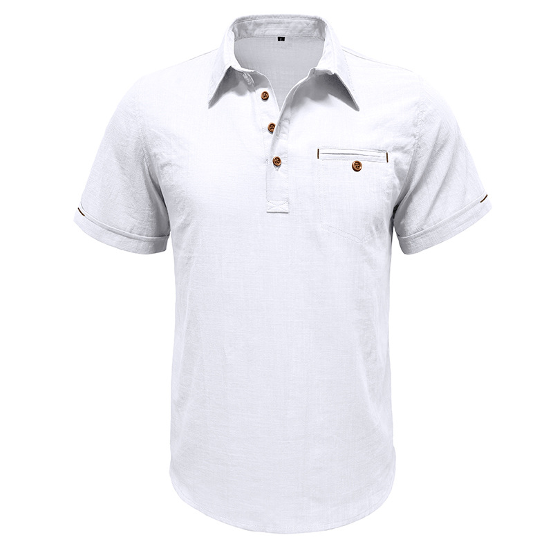 Men's Cotton Linen Short Sleeve Shirt