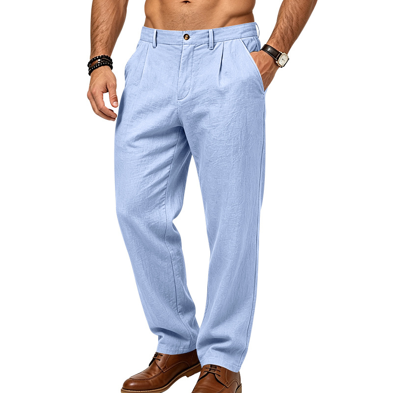 Men's Pleated Linen Trousers