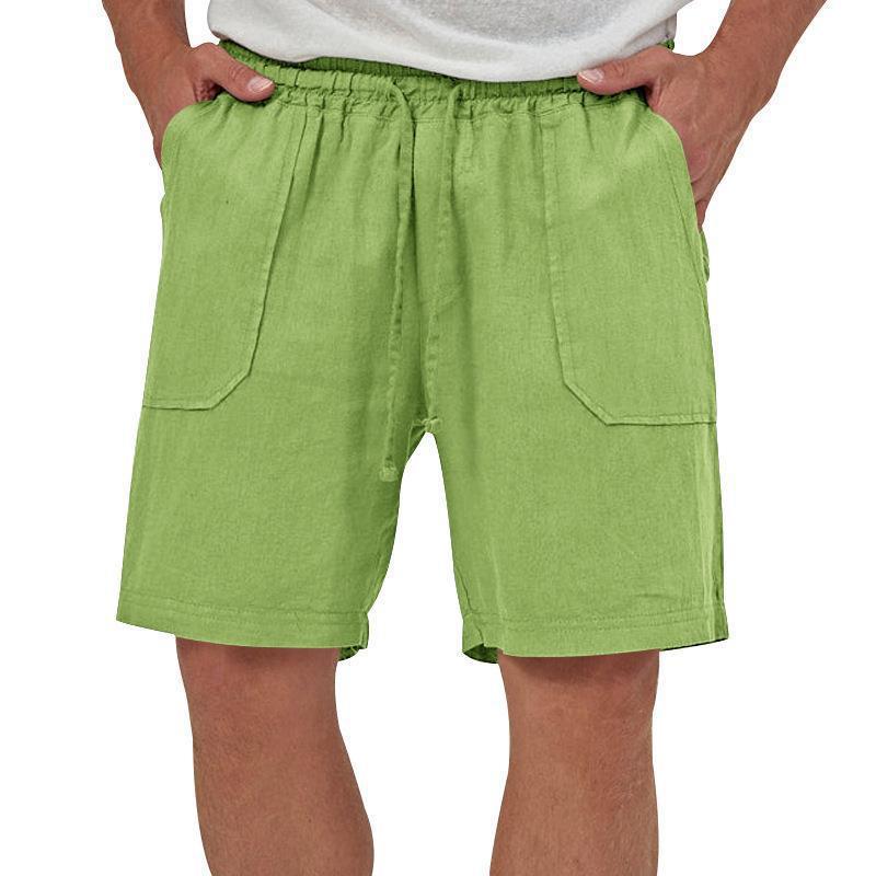 Men's Solid Color Linen Casual Loose Fit Sports Shorts