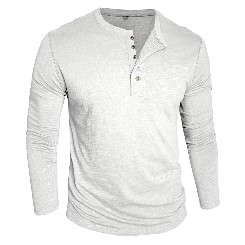 Men’s Slub Cotton Henley Long Sleeve Shirt