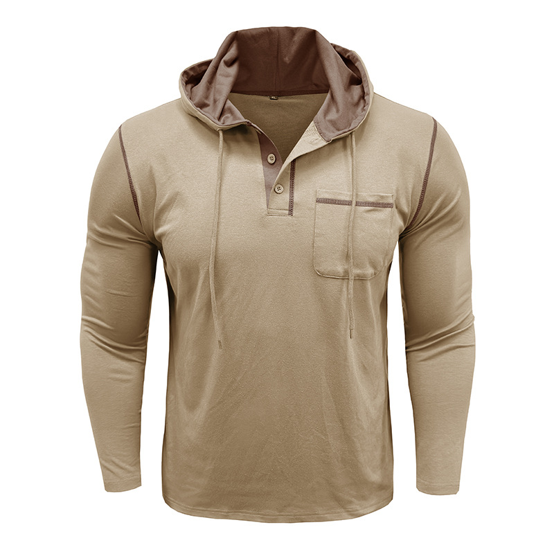 Men’s Hooded Henley Long Sleeve Shirt