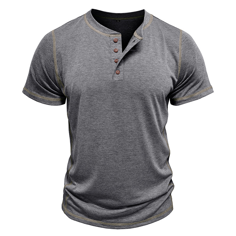 Men's Retro Short Sleeve Henley Shirt