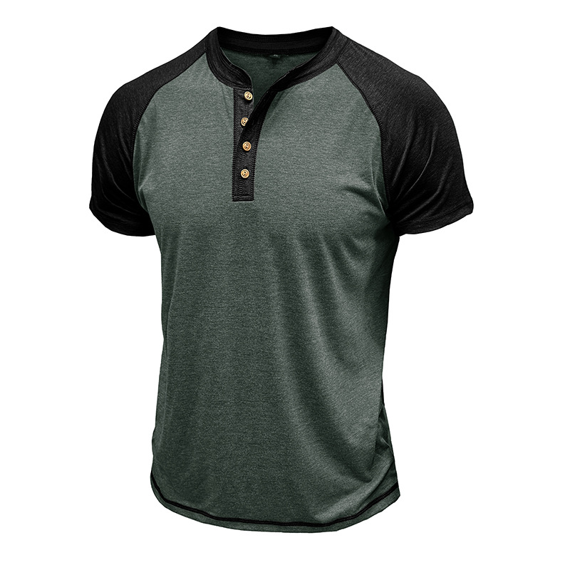 Men's Colorblock Short Sleeve Henley T-Shirt