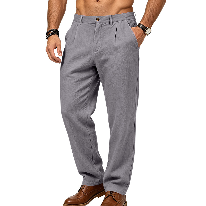 Men's Pleated Linen Trousers