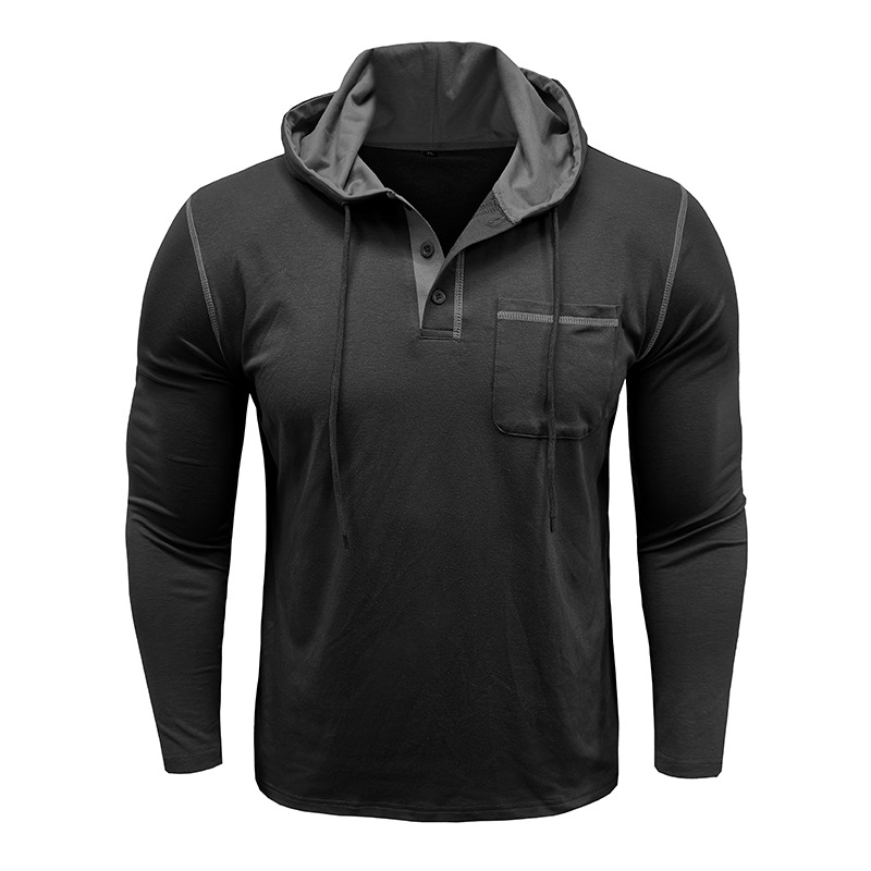 Men’s Hooded Henley Long Sleeve Shirt
