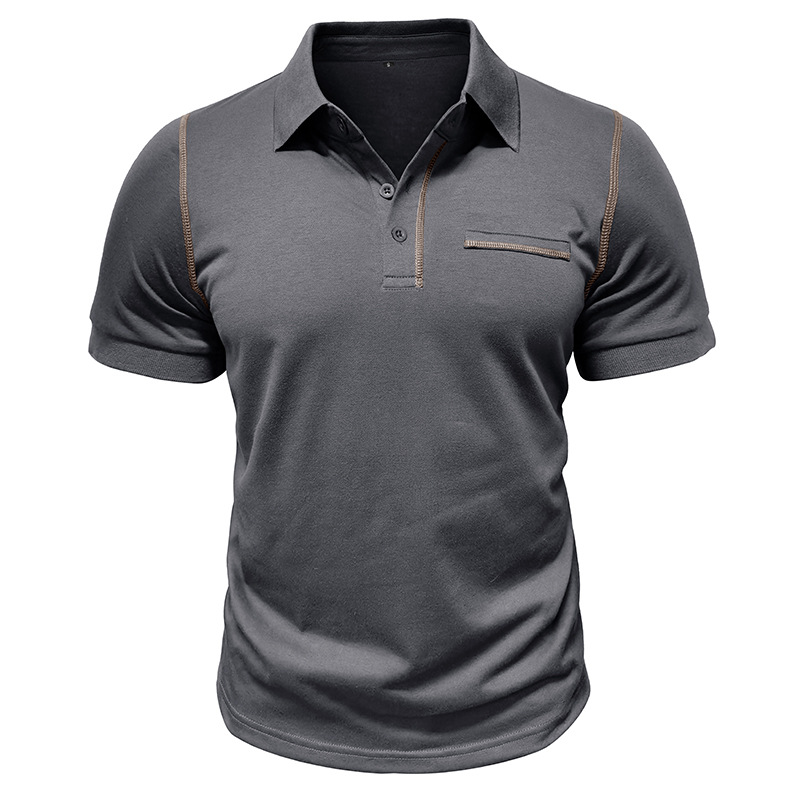 Men's Casual Color Block Short Sleeve Polo Shirt