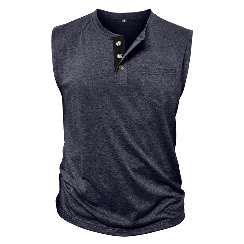 Men's Henley Sleeveless Workout Tank Top