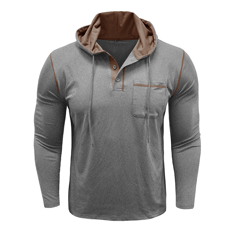 Men’s Hooded Henley Long Sleeve Shirt
