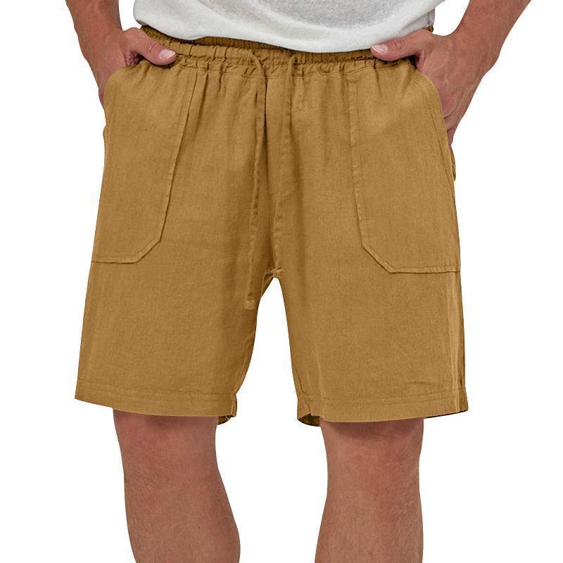 Men's Solid Color Linen Casual Loose Fit Sports Shorts