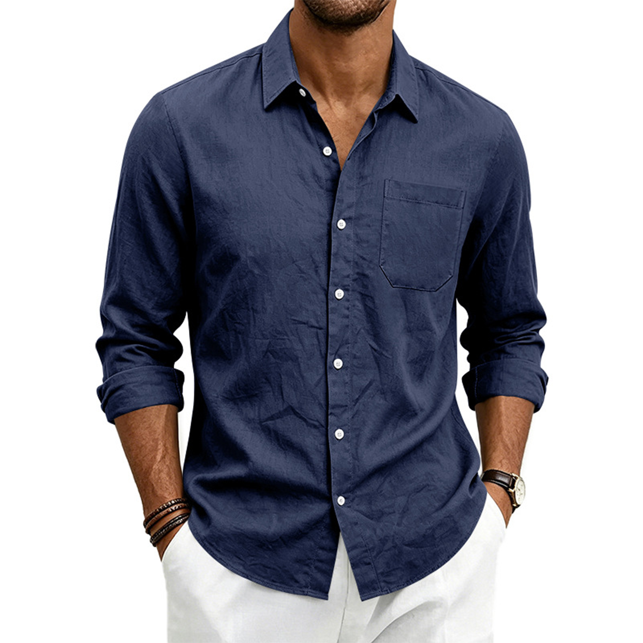 Men's Linen Long Sleeve Shirt