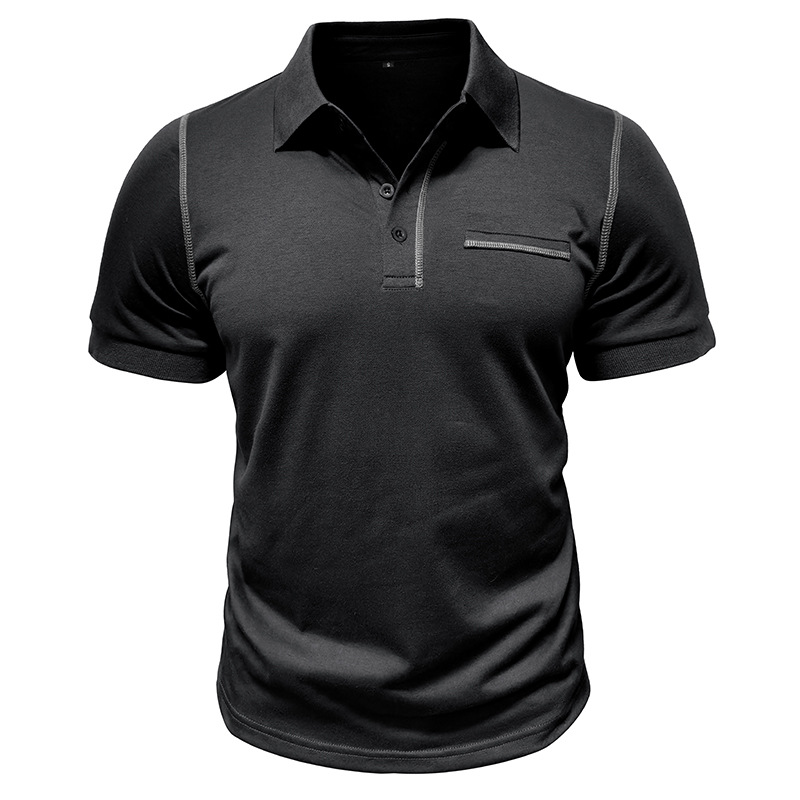 Men's Casual Color Block Short Sleeve Polo Shirt