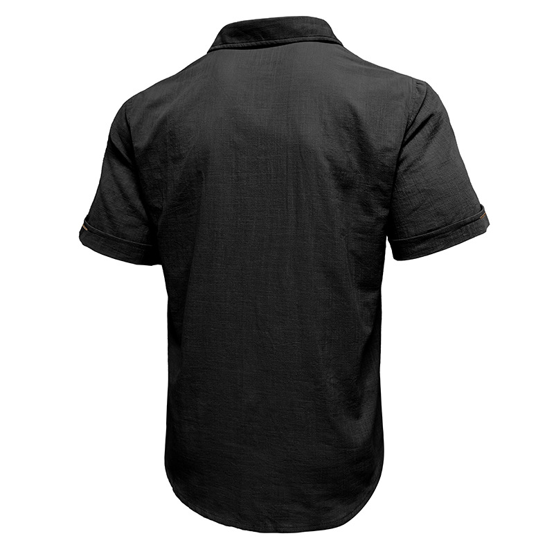Men's Cotton Linen Short Sleeve Shirt