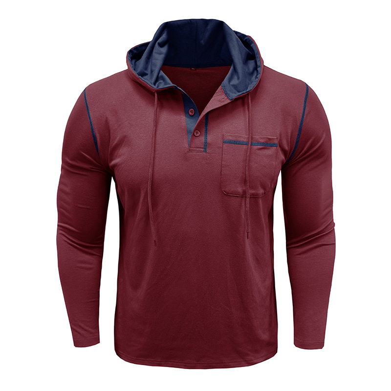Men’s Hooded Henley Long Sleeve Shirt