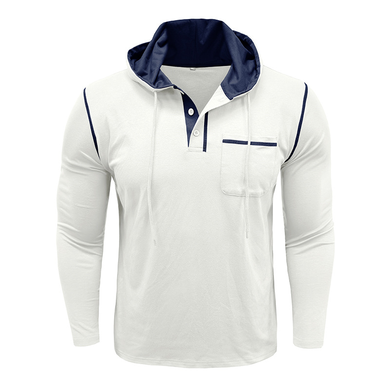 Men’s Hooded Henley Long Sleeve Shirt