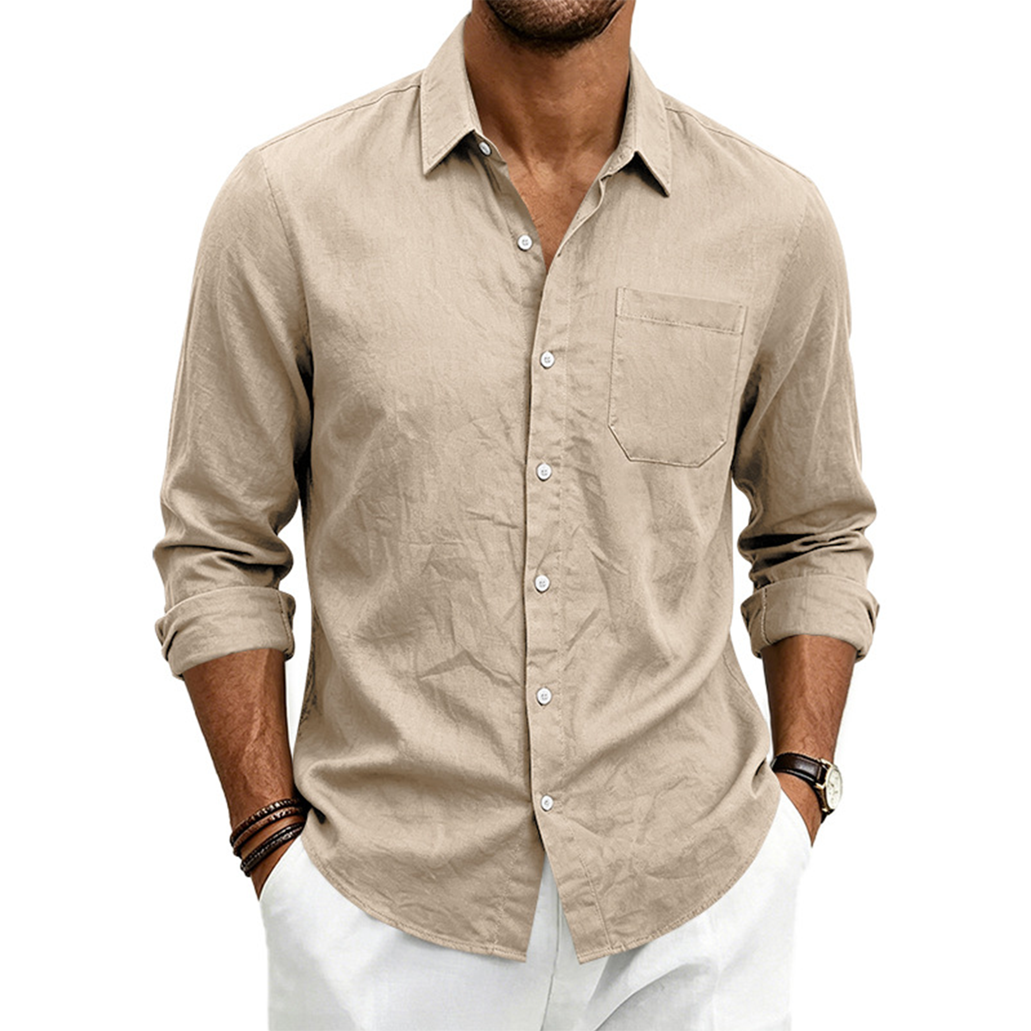 Men's Linen Long Sleeve Shirt