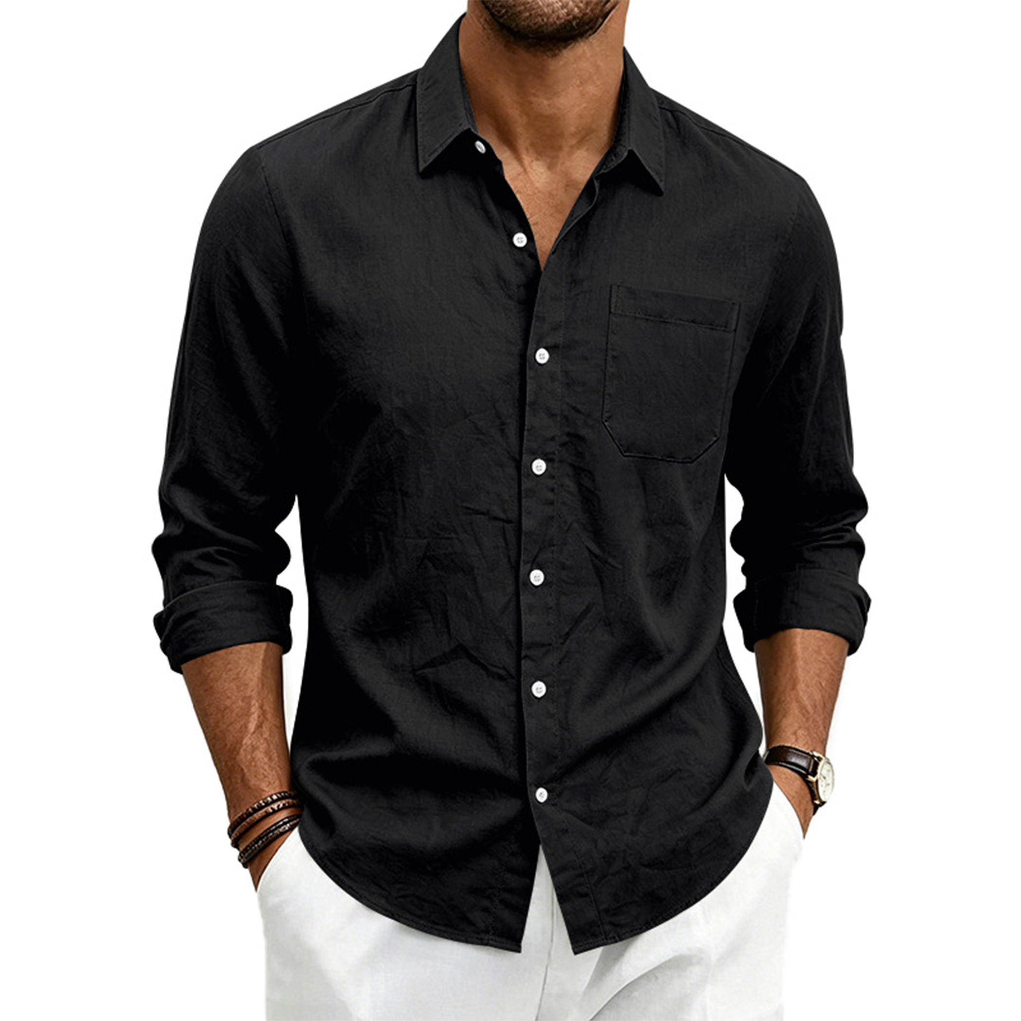 Men's Linen Long Sleeve Shirt