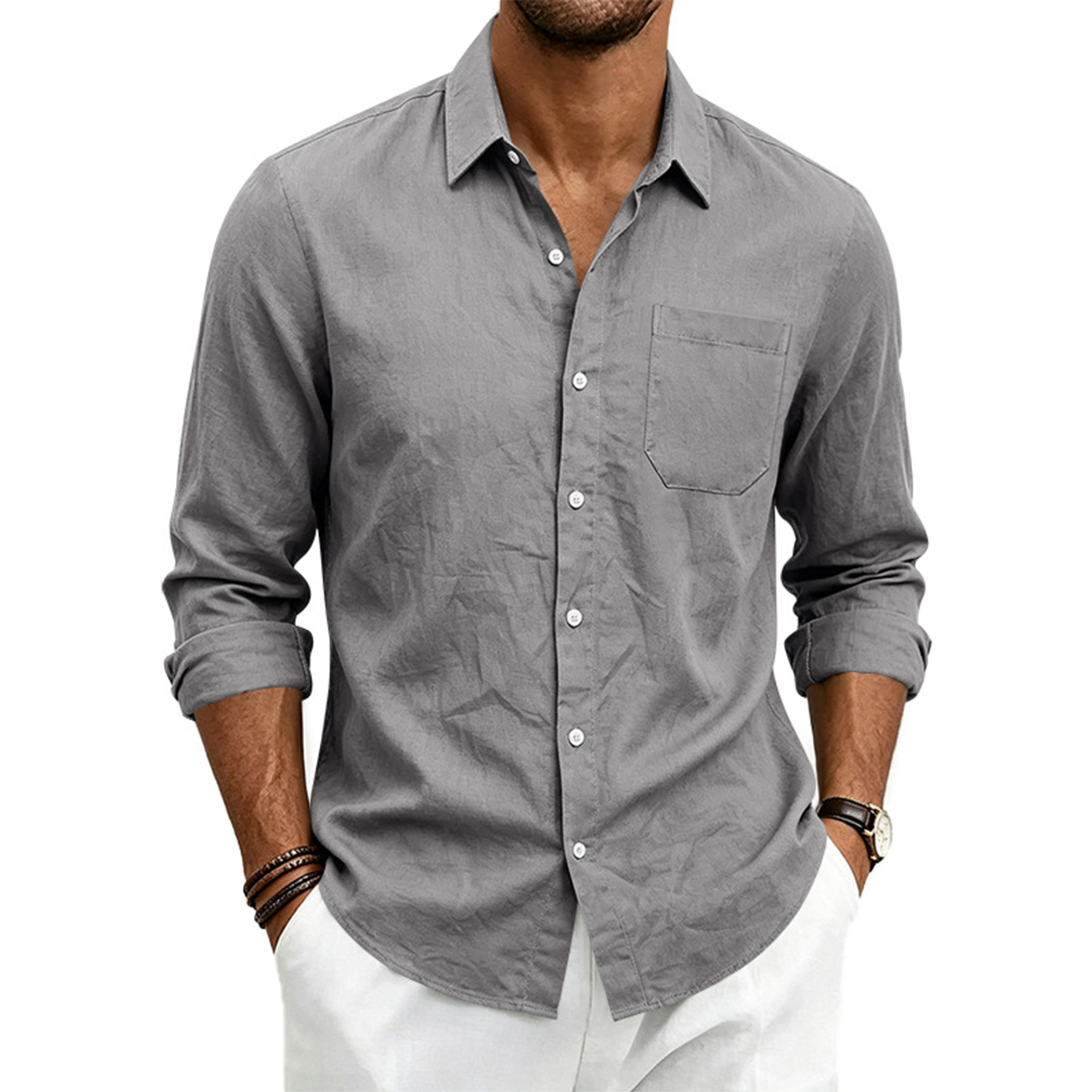 Men's Linen Long Sleeve Shirt