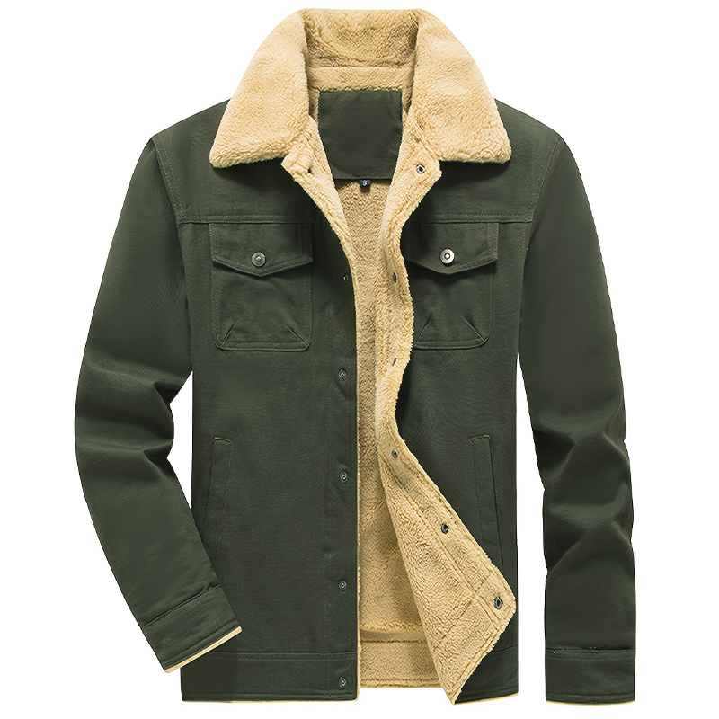 Men's Casual Warm Fleece Flap Pocket Jacket