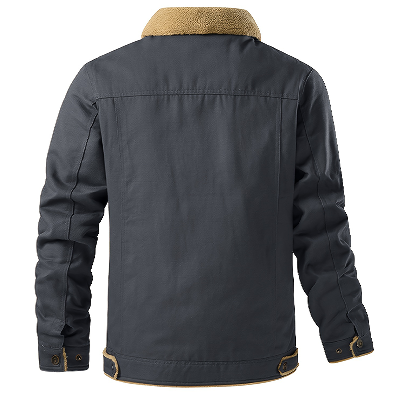 Men's Casual Warm Fleece Flap Pocket Jacket
