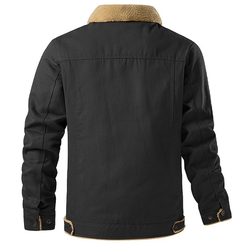 Men's Casual Warm Fleece Flap Pocket Jacket