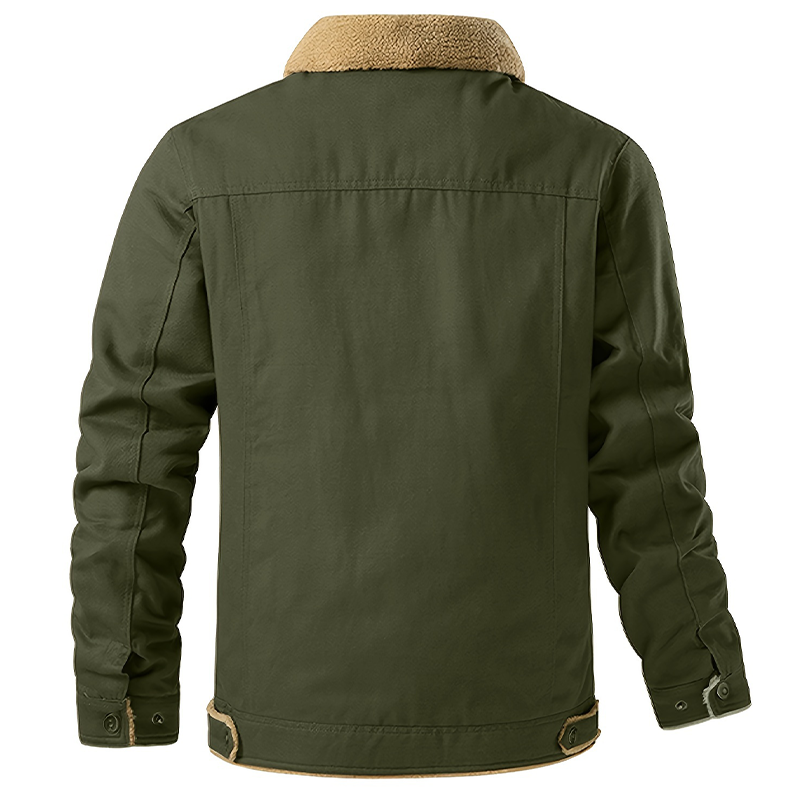 Men's Casual Warm Fleece Flap Pocket Jacket