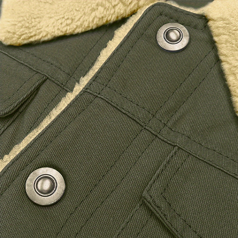 Men's Casual Warm Fleece Flap Pocket Jacket