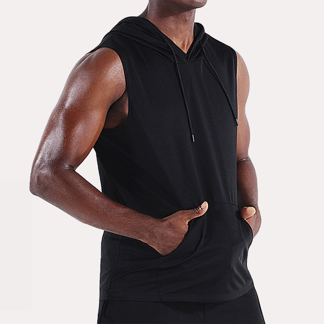 Men's Athletic Quick Dry Drawstring Sleeveless Sweatshirt