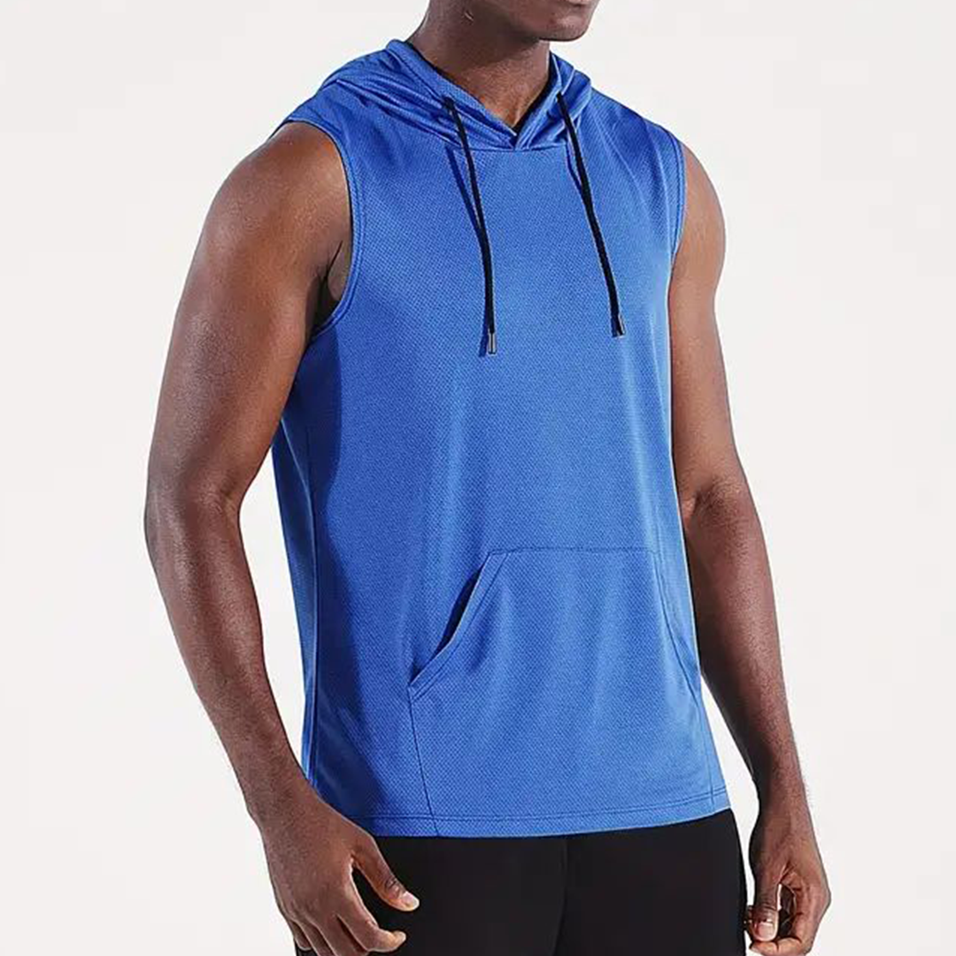 Men's Athletic Quick Dry Drawstring Sleeveless Sweatshirt