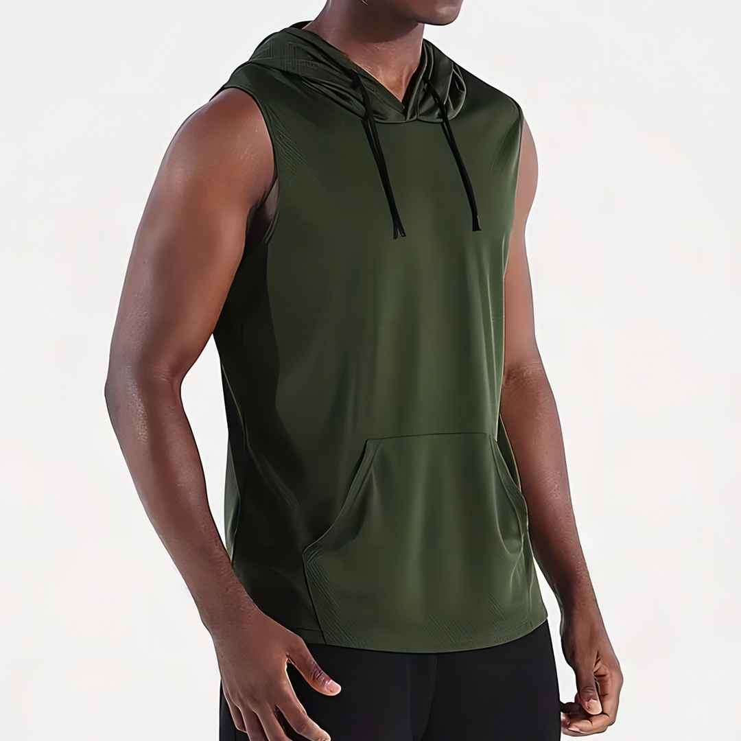 Men's Athletic Quick Dry Drawstring Sleeveless Sweatshirt