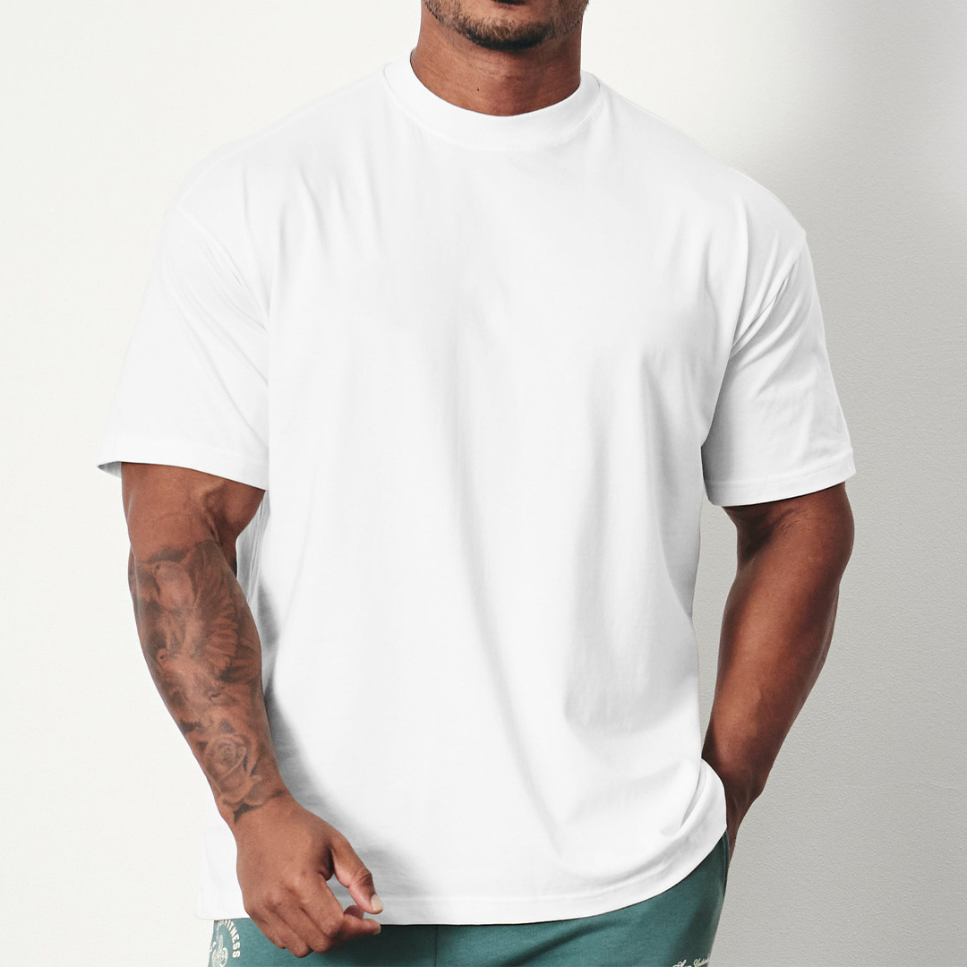 Men's Solid Casual Sports Short Sleeve Crew Neck T-shirts