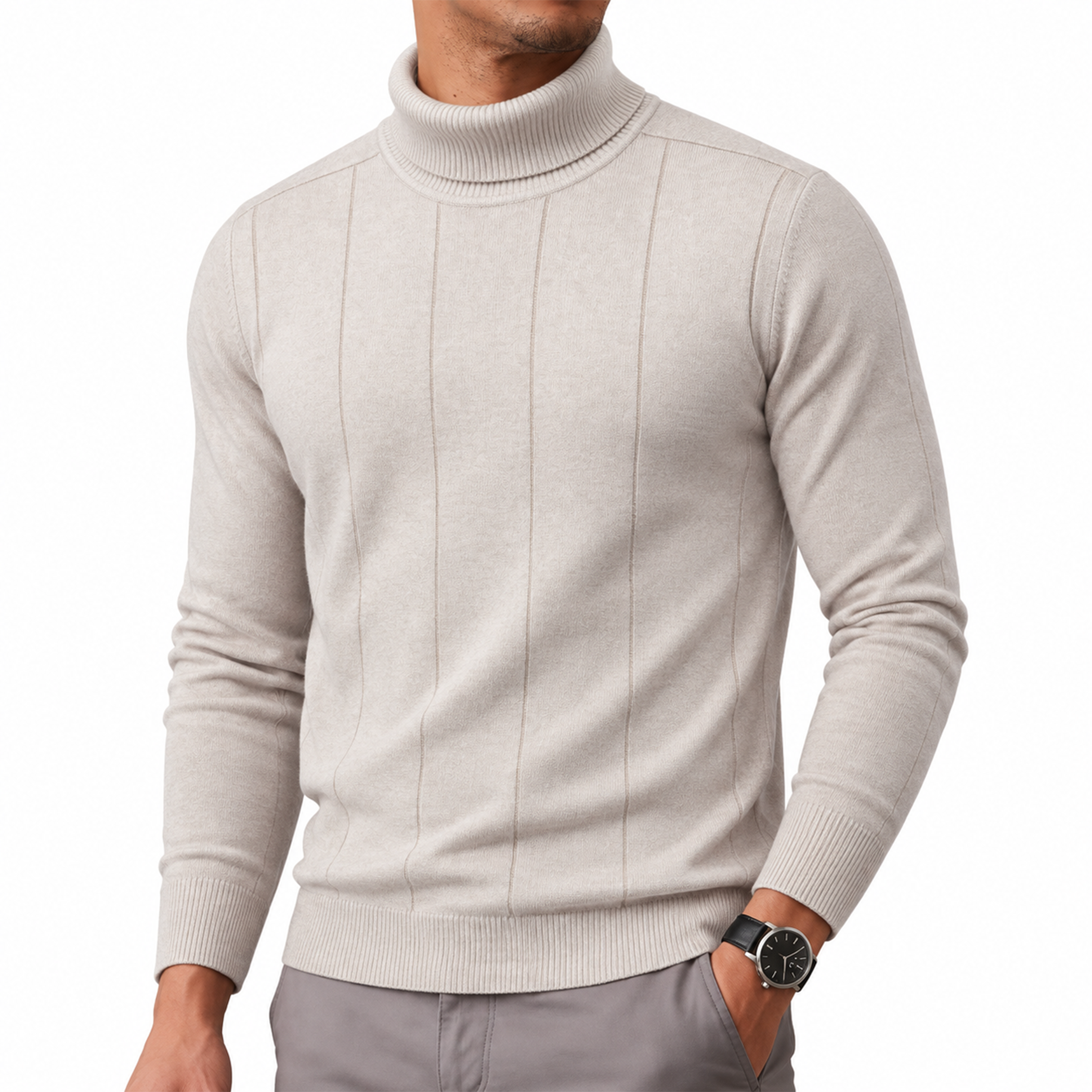 Men's Textured Turtleneck Sweater