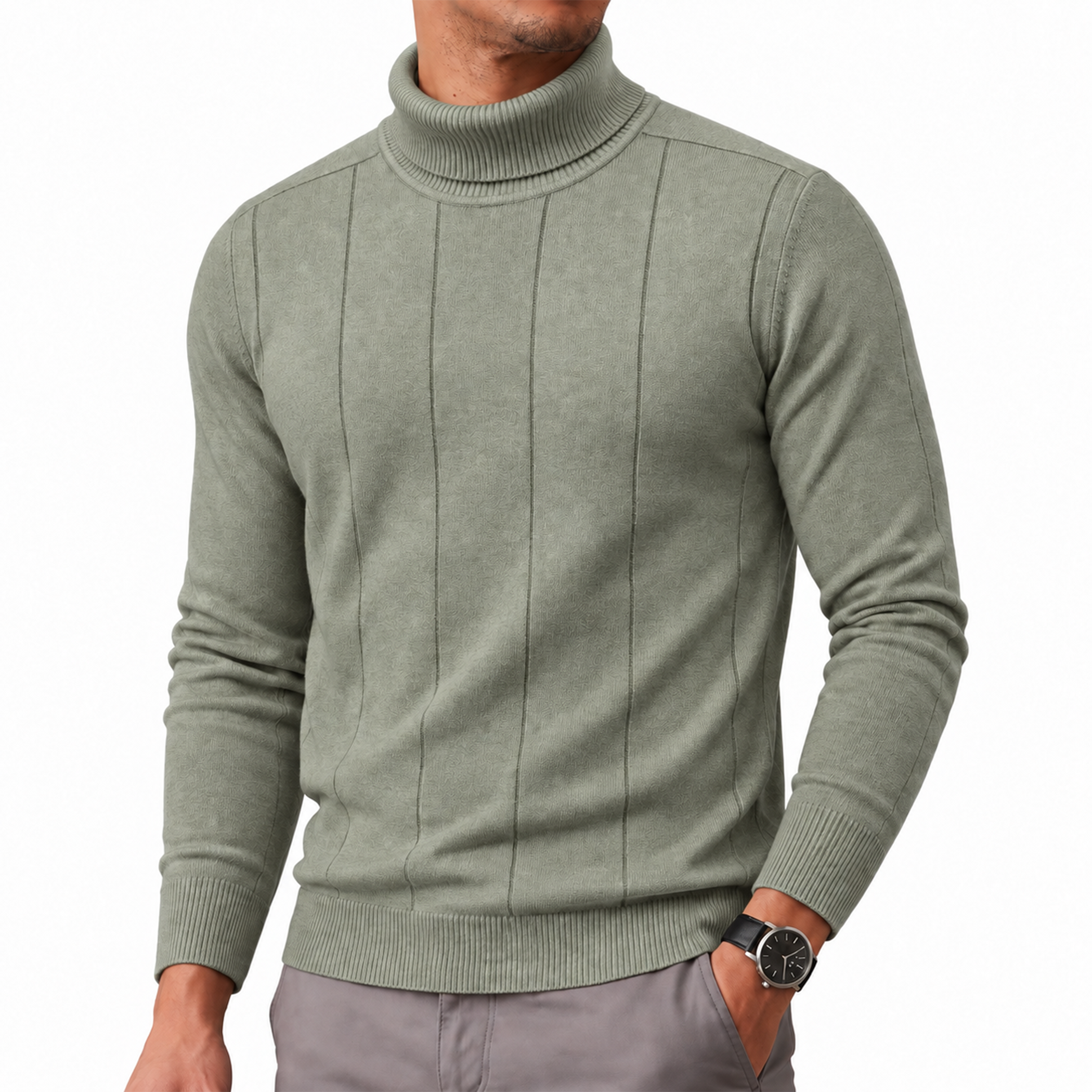 Men's Textured Turtleneck Sweater