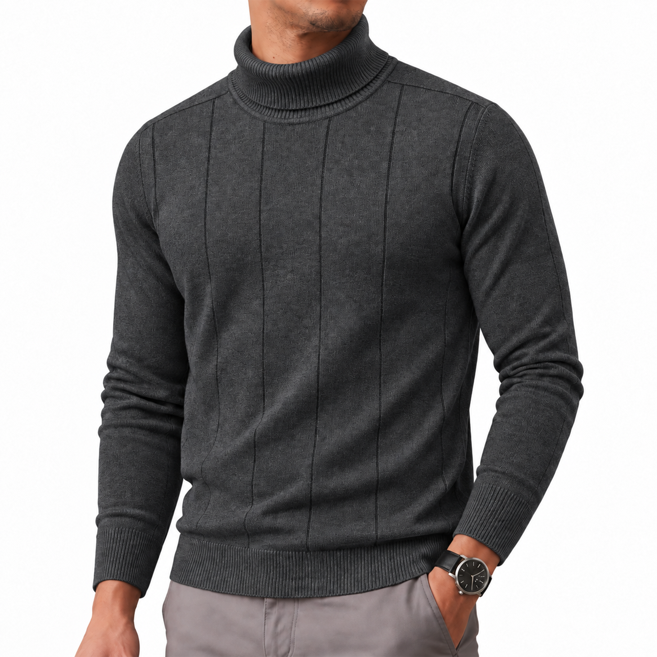 Men's Textured Turtleneck Sweater