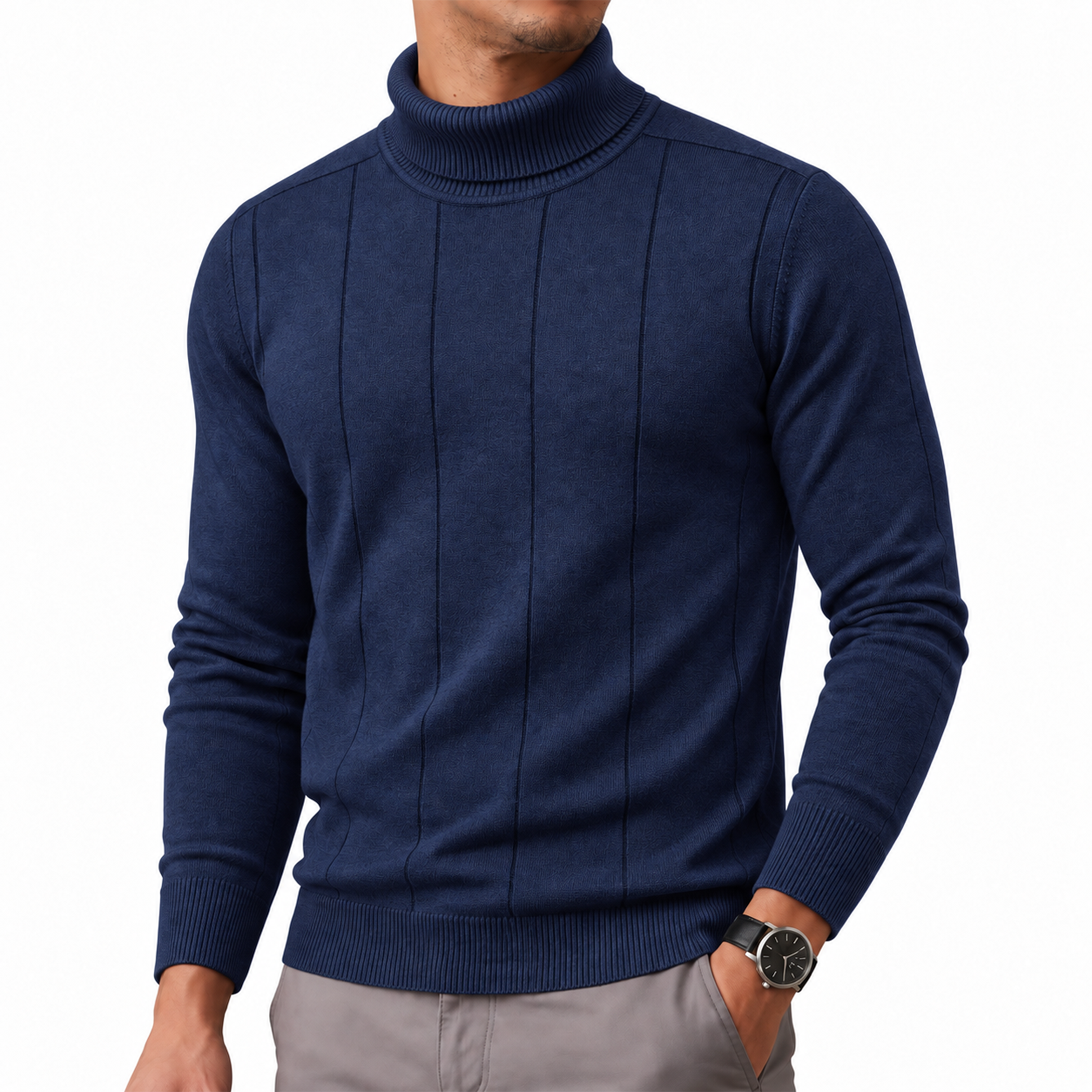 Men's Textured Turtleneck Sweater