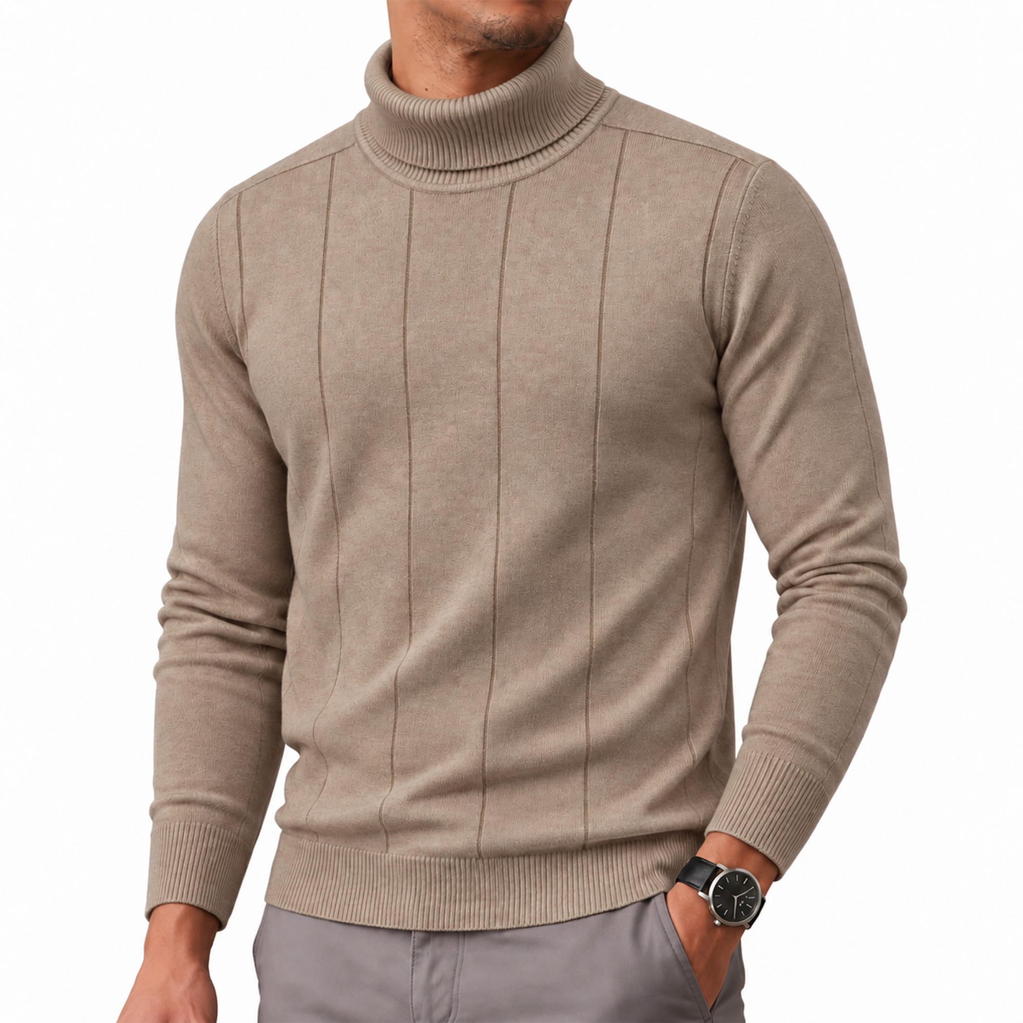 Men's Textured Turtleneck Sweater