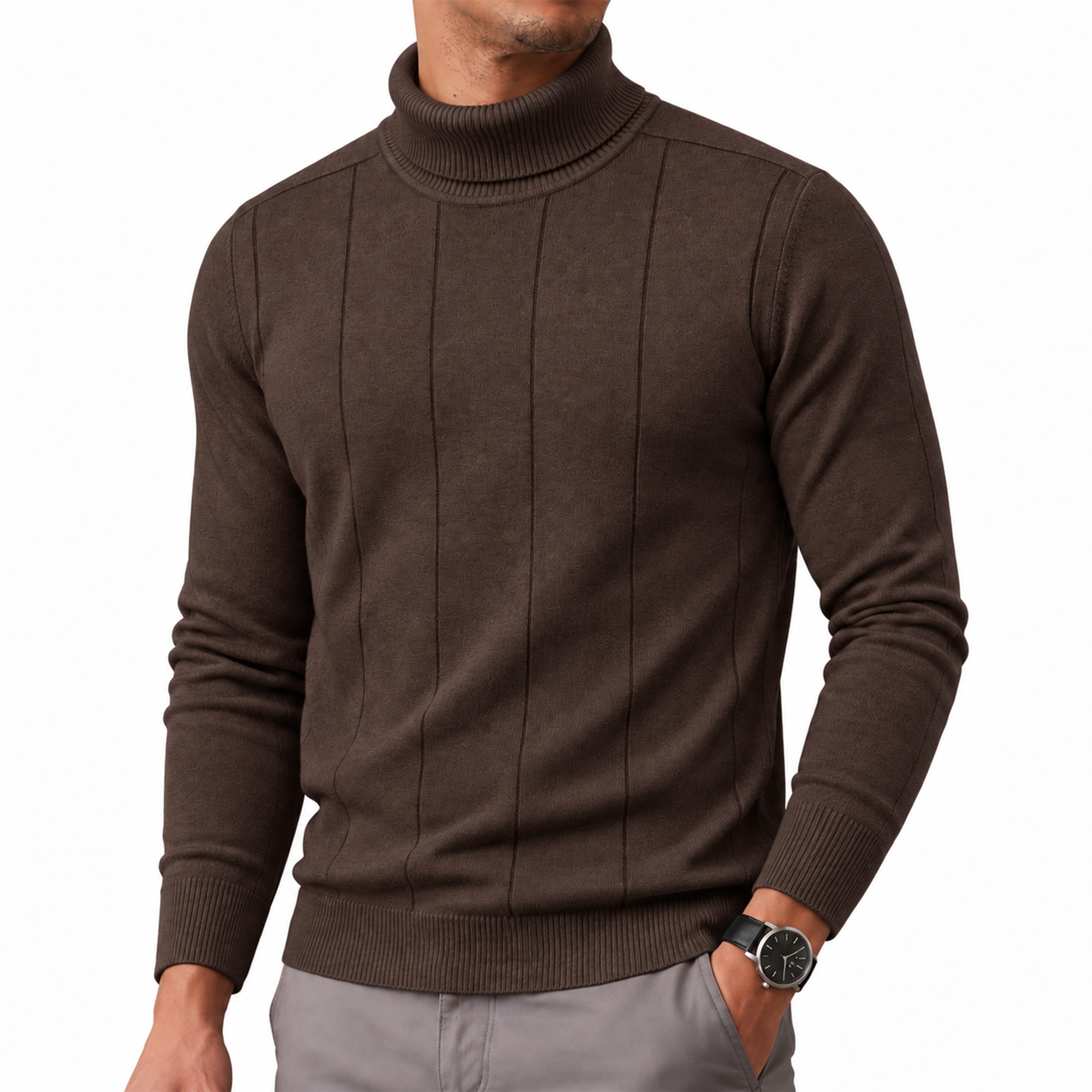 Men's Textured Turtleneck Sweater