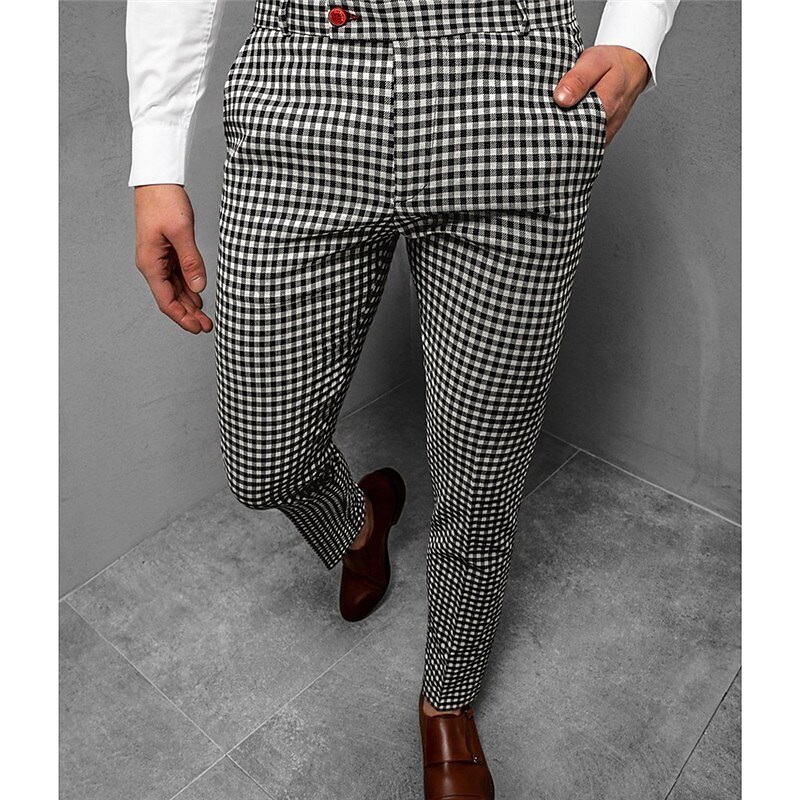 Men's Classic Smart Casual Lattice Full Length Chinos