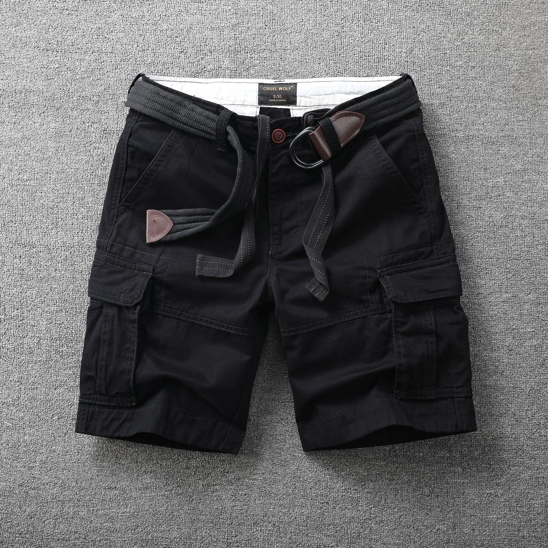 Men's Multiple Pockets Straight Camouflage Cargo Shorts with Belt