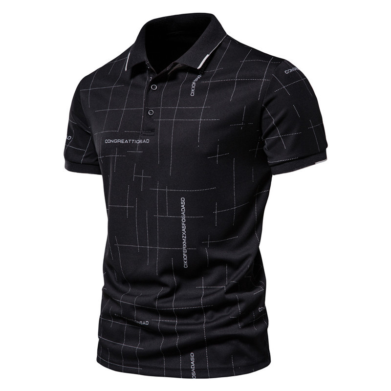 Men's Casual Print Short Sleeve Polo Shirt