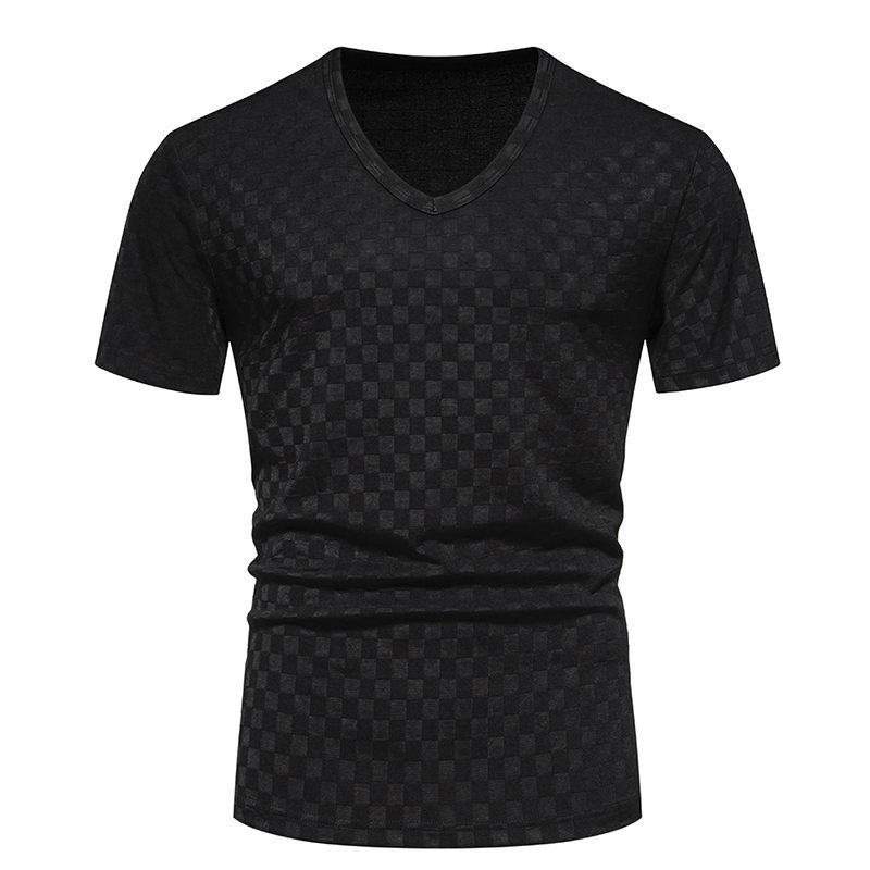 Men's Solid Color V-neck Short Sleeve T-Shirt
